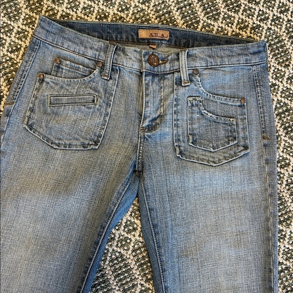 Vintage 90s See Thru Soul Y2K Ultra Low Rise Flare Jeans | Light Wash Denim | 28 - Picture 4 of 11